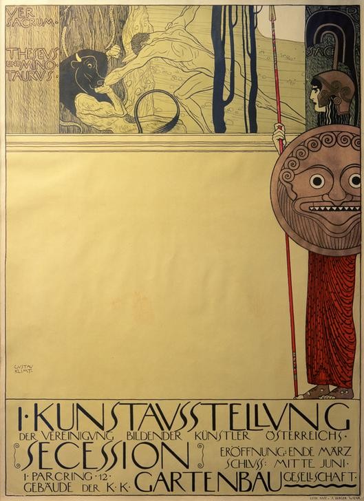 Gustav Klimt, Plakat für die ‘I. Ausstellung der Secession’ (zensiert)  (Wirtschaft und Infrastruktur)