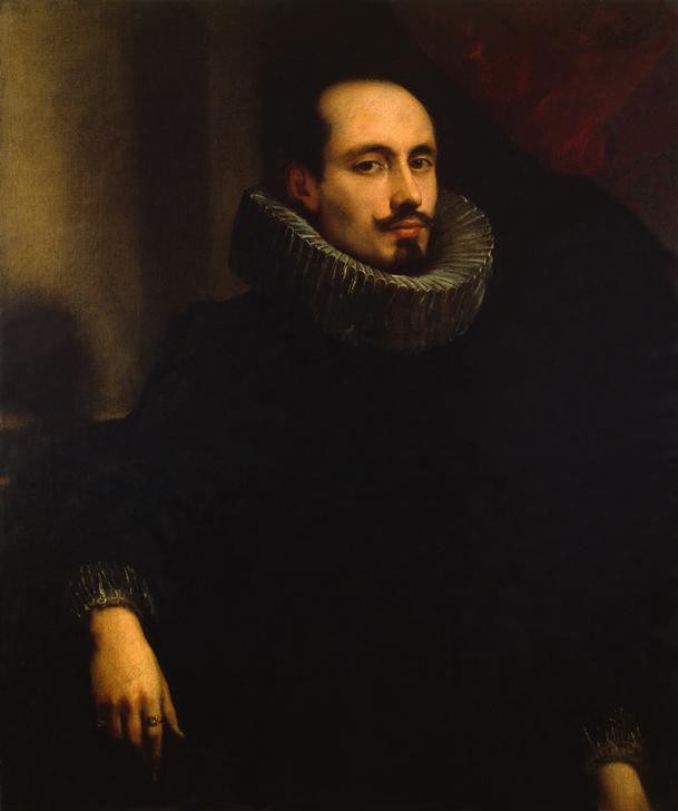 Anthonis van Dyck, Bildnis Mannes in Schwarz (Portrait, Gesicht, Bildnis, Mann, Adel, Mühlsteinkragen, Halskrause, Barock, Klassiker, Wunschgröße, Wohnzimmer)