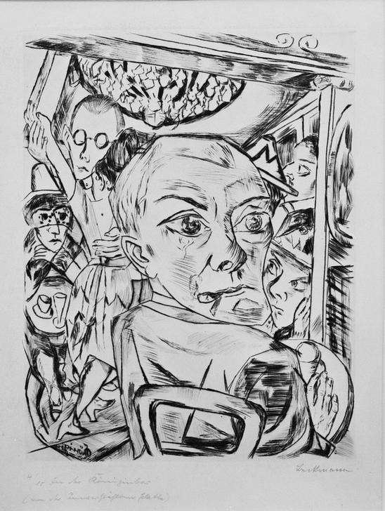 Max Beckmann, untitled (Selbtbildnis, Portrait, Expressionismus, Klassische Moderne, Grafik, Studie, Wohnzimmer, Treppenhaus, Wunschgröße, schwarz/weiß)