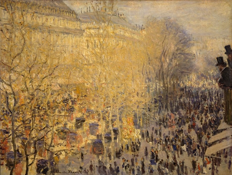 Claude Monet, Boulevard des Capucines in Paris (Geographie,Strasse (Allgemein),Strassenszene,Szene,Verkehr,Impressionismus,Grossstadt,Architekturdarstellung,Französische Kunst,Fussgänger,Stadtverkehr,Boulevard,Topographie)