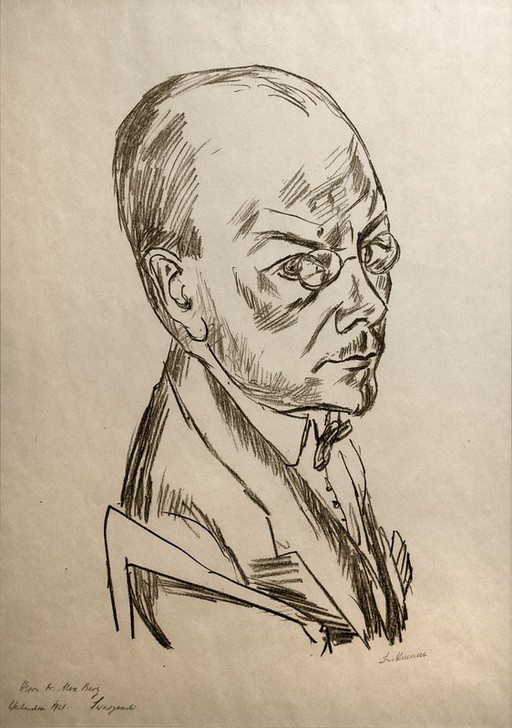 Max Beckmann, Porträt Georg Swarzenski (Portait, Persönlichkeiten,  Zeichnung, Expressionismus, Klassische Moderne, Wunschgröße, Wohnzimmer, Treppenhaus, schwarz/weiß)