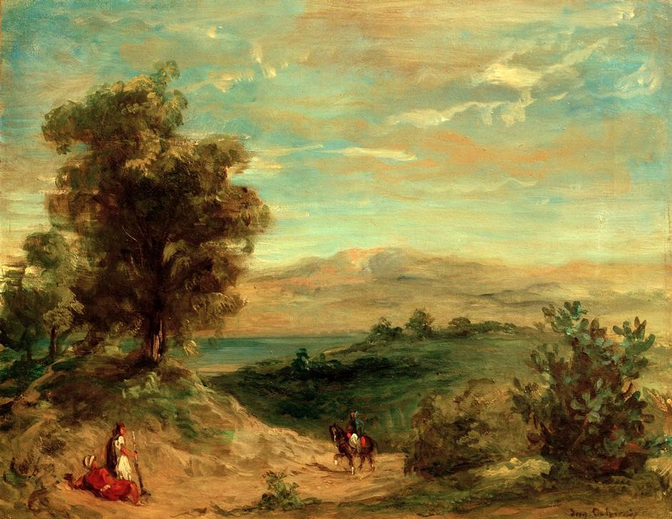 Eugene Delacroix, Marokkanische Landschaft (Landschaft,Orientalismus,Französische Kunst,Exotik,Romantik)