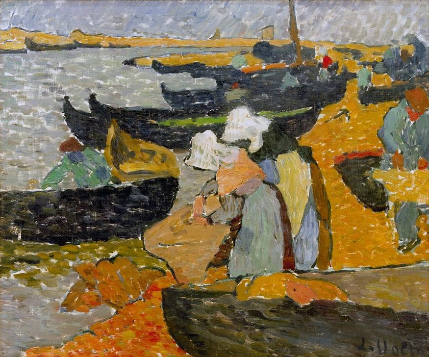 Louis Valtat, Les Ecaillères d’huitres (BOOT, FISCHEREI, HANDEL, KÜSTE, STRAND, FISCHERBOOT, FAUVES, AUSTER, HAUBE, FRANZÖSISCHE KUNST, FISCHHANDEL, FISCHHÄNDLERIN, HÄNDLERIN, SCHIFFFAHRT)