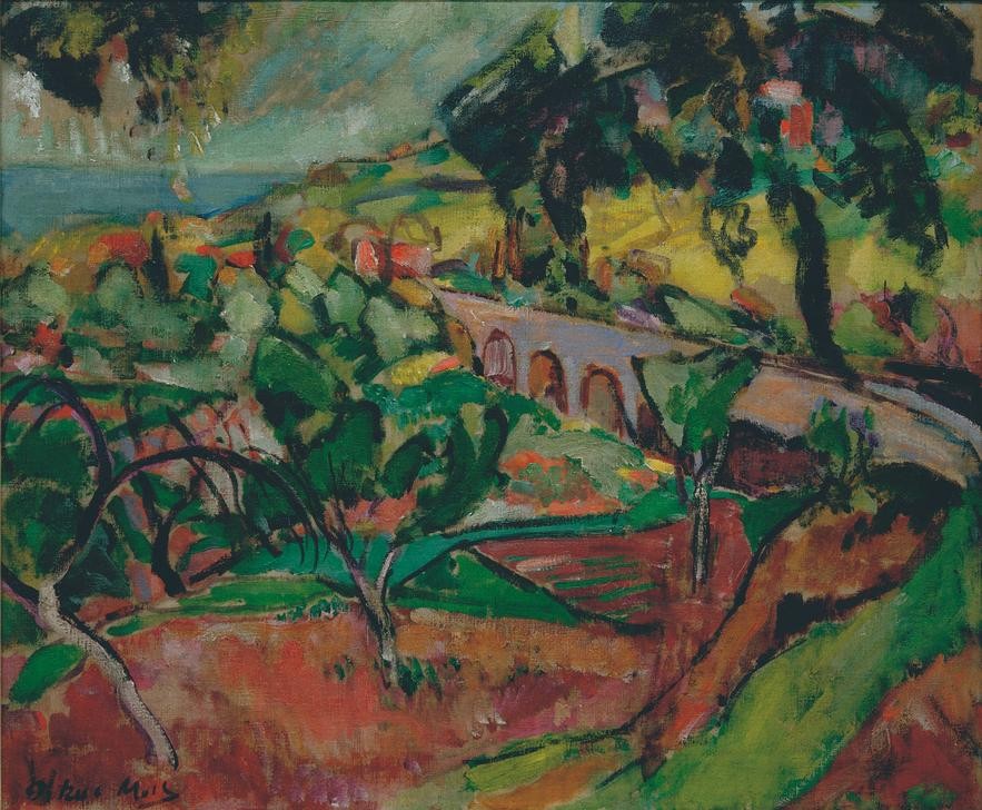 Oskar Moll, Landschaft mit Viadukt (Deutsche Kunst,Landschaft,Viadukt)
