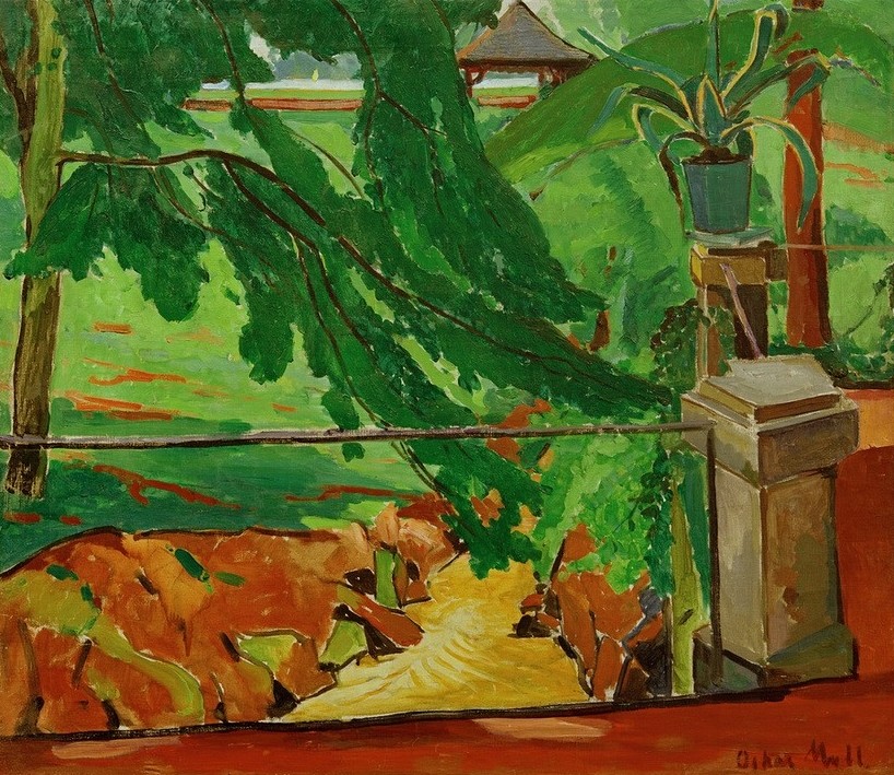 Oskar Moll, Garten in Hattenheim (Deutsche Kunst,Landschaft,Park, Kübelpflanze)