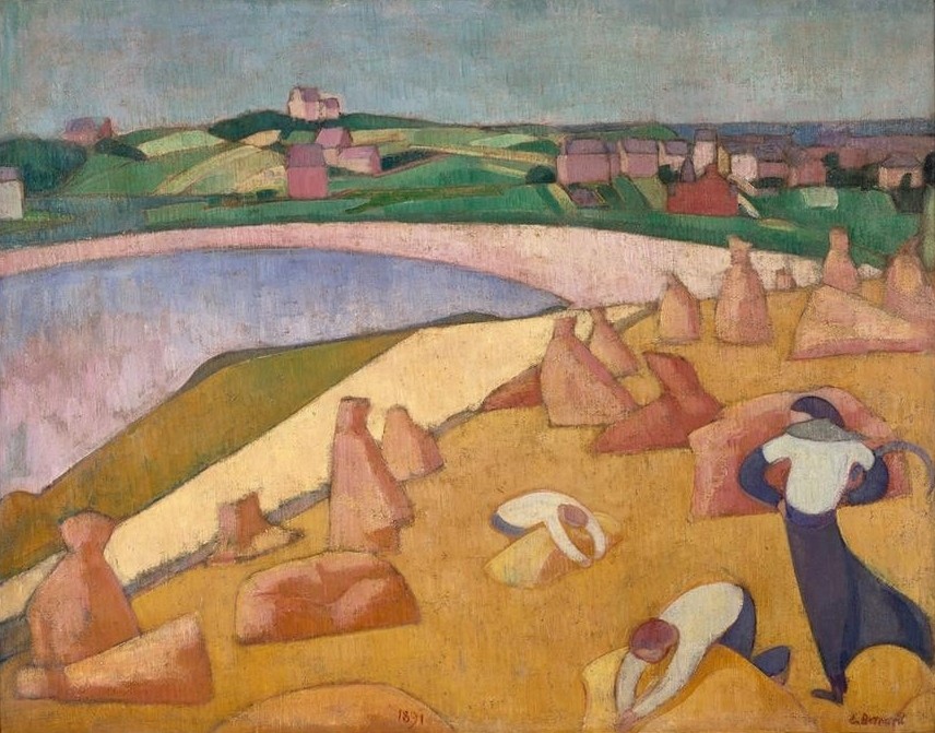 Pierre Bonnard, Moisson au bord de la mer (Ernte,Küste,Kunst,Landschaft,Impressionismus,Getreide,Französische Kunst,Nabis,Schule Von Pont-Aven,Landwirtschaft)