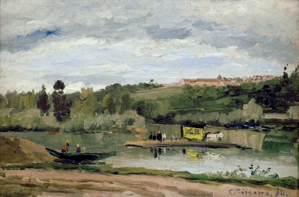 Camille Pissarro, Fähre in La Varenne-Saint-Hilaire (Kunst,Landschaft,Impressionismus,Französische Kunst)
