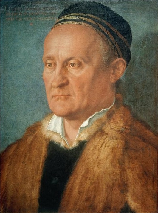 Albrecht Dürer, Bildnis Jakob Muffels (Deutsche Kunst,Kopfbedeckung,Kunst,Mann,Bürgermeister,Renaissance,Portrait,Haube,Magistrat,Pelzkragen,Ratsherr,Patrizier,Kappe (Kopfbedeckung),Brustbild,Person)