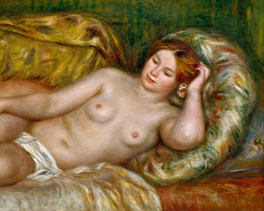 Pierre-Auguste Renoir, Grand nu (Erotik,Frau,Kunst,Impressionismus,Akt,Französische Kunst,Erotische Kunst,Junge Frau,Liegen,Ausschnitt)