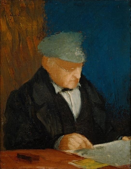 Edgar Degas, René-Hilaire Degas, grand-père de l’artiste (Brille,Grossvater,Kunst,Leser,Maler (Künstler),Mann,Impressionismus,Lesen (Allgemein),Französische Kunst,Grossvater Von Berühmten,Brustbild,Person,Mütze)