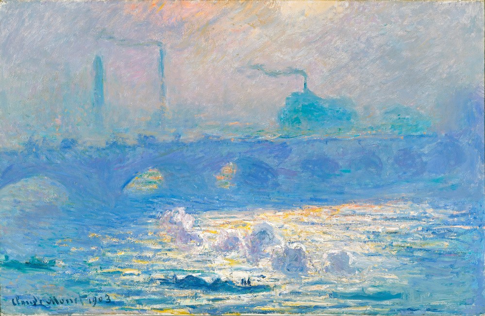 Claude Monet, Waterloo Bridge (Architektur,Brücke,Geographie,Industrie,Kunst,Wetter,Schornstein,Impressionismus,Fluss,Fabrik,Nebel,Architekturdarstellung,Französische Kunst,Jahrhundertwende,Topographie)