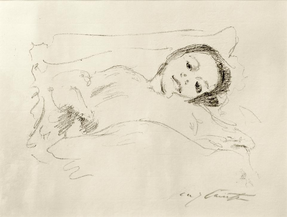 Lovis Corinth, Mine im Bett (Bett,Deutsche Kunst,Kind,Mädchen,Portrait,Tochter,Tochter Von Berühmten,Person)