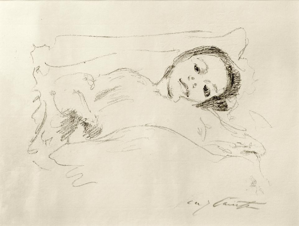 Lovis Corinth, Mine im Bett (Bett,Deutsche Kunst,Kind,Mädchen,Portrait,Tochter,Tochter Von Berühmten,Person)