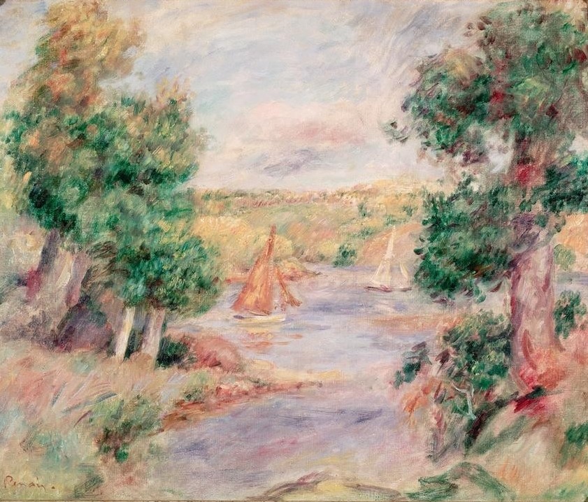 Pierre-Auguste Renoir, Les voiliers à Cagnes (Küste,Kunst,Landschaft,Meer,Segelboot,Französische Kunst,Privatsammlung)