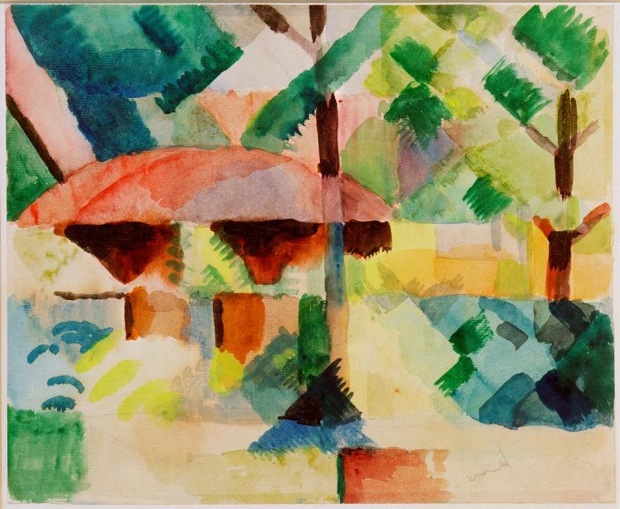 August Macke, Garteneingang (Deutsche Kunst,Garten Und Park,Kunst,Landschaft,Expressionismus,Der Blaue Reiter,Abstraktion,Eingang,Garten)