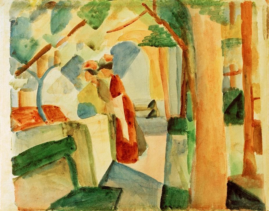 August Macke, Auf dem Friedhof von Thun (Deutsche Kunst,Frau,Friedhof,Tod,Expressionismus,Totengedenken,Der Blaue Reiter)