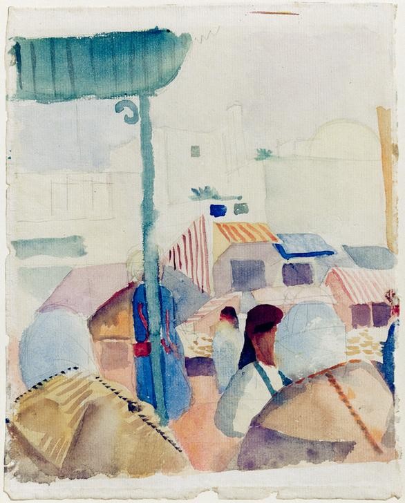 August Macke, Markt in Tunis II (Deutsche Kunst,Handel,Kunst,Markt,Marktplatz,Völkerkunde,Orientalismus,Expressionismus,Der Blaue Reiter,Exotik,Land Und Leute,Die Tunisreise)