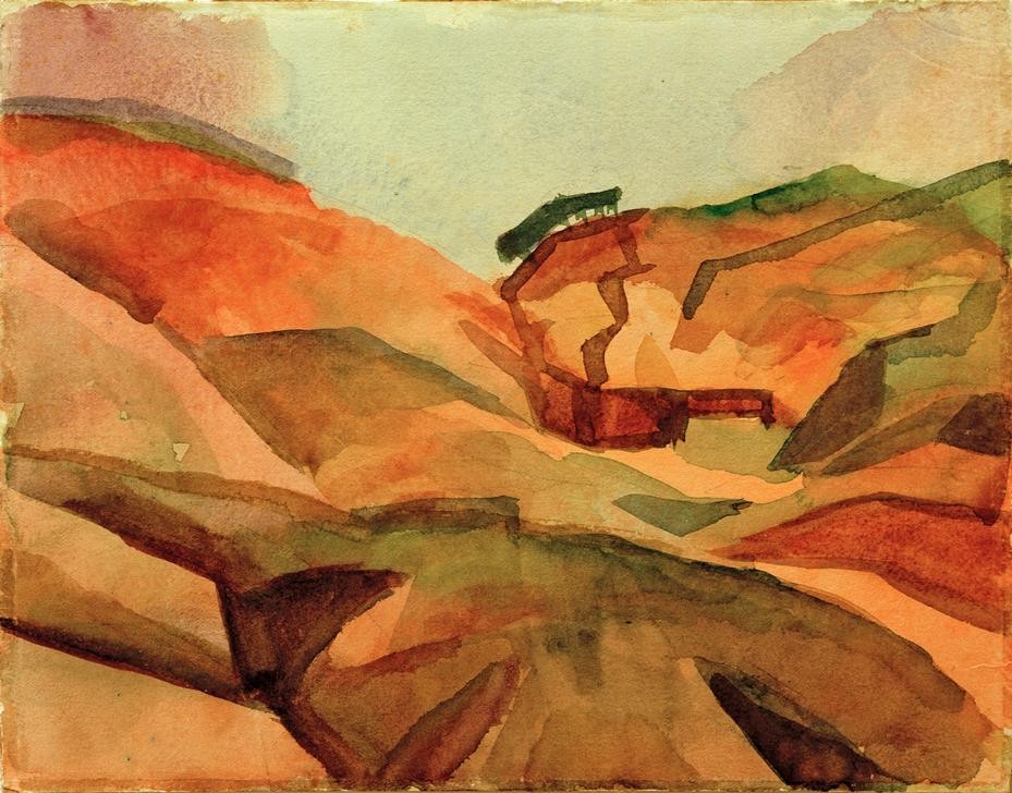 August Macke, Schlucht (Deutsche Kunst,Kunst,Landschaft,Expressionismus,Schlucht,Der Blaue Reiter,Die Tunisreise)