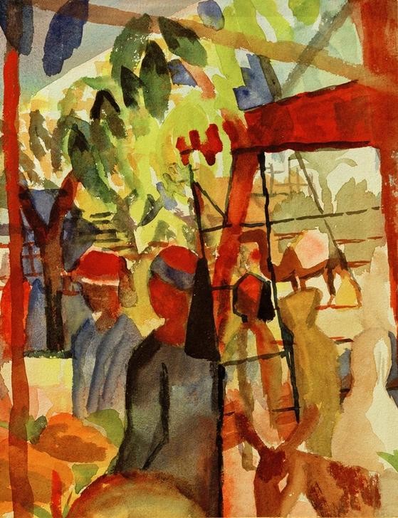 August Macke, Marktleben (Deutsche Kunst,Handel,Kunst,Markt,Marktplatz,Strassenszene,Szene,Völkerkunde,Orientalismus,Expressionismus,Der Blaue Reiter,Exotik,Land Und Leute,Die Tunisreise)