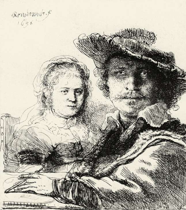 Rembrandt Harmenszoon van Rijn, Selbstbildnis mit Saskia (Ehepaar,Künstler,Maler (Künstler),Mann,Barock,Selbstbildnis,Portrait,Niederländische Kunst,Holländische Kunst,Person)