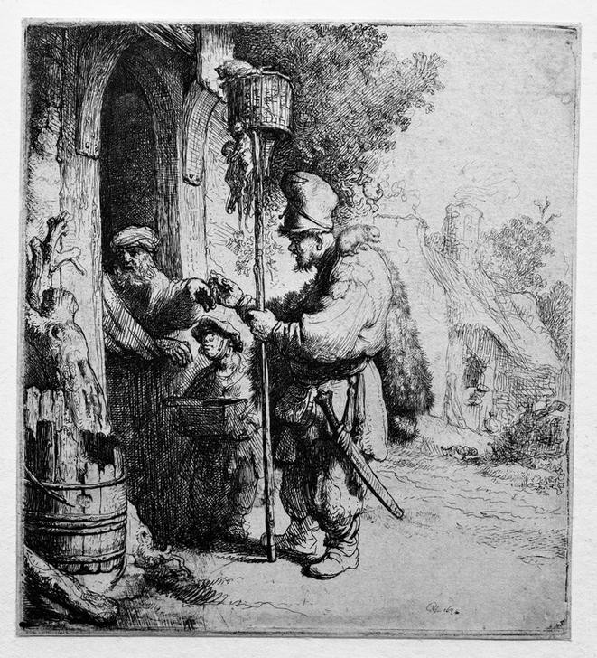 Rembrandt Harmenszoon van Rijn, Der Rattengiftverkäufer (Handel,Hausierer,Kammerjäger,Ratte,Volkskunde,Barock,Gift,Verkäufer,Niederländische Kunst,Holländische Kunst,Ungeziefer,Hygiene,Rattengift,Land Und Leute,Kadaver)
