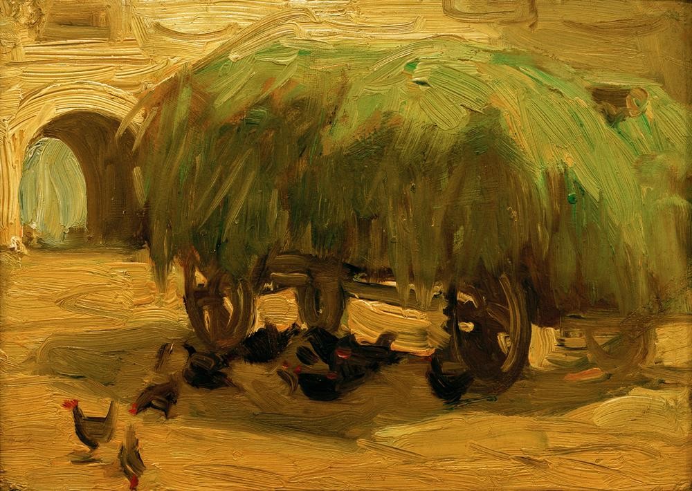 Franz Marc, Heuwagen (Deutsche Kunst,Ernte,Heuwagen,Impressionismus,Heu,Anhänger (Fahrzeug),Landwirtschaft)
