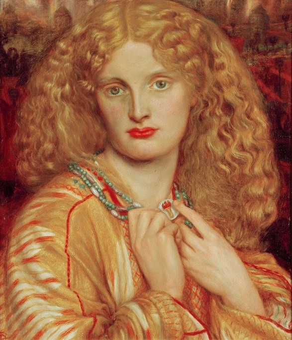 Dante Gabriel Rossetti, Helen of Troy (Mythologie, Helena, Troja, Schöhneit, Portrait, Frau,  Präraffaeliten, blonde Locken, Wunschgröße, Klassiker, Wohnzimmer,)