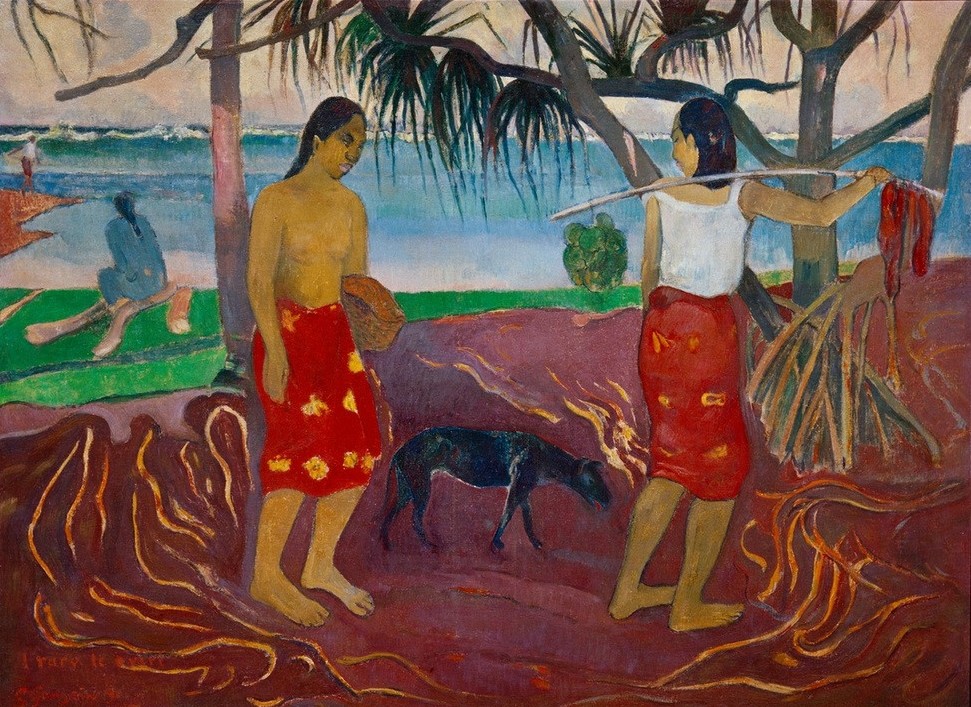 Paul Gauguin, I raro te oviri (Frau,Völkerkunde,Meer,Hund,Baum,Französische Kunst,Haustier,Exotik,Land Und Leute,Pandanus)