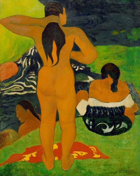 Paul Gauguin, Badende Tahitierinnen (Körperpflege,Bad Im Freien,Bad,Frau,Völkerkunde,Naturvölker,Akt,Rückenakt,Französische Kunst,Exotik,Land Und Leute)