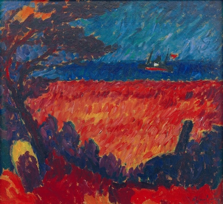 Alexej von Jawlensky, An der Ostsee (Küste,Kunst,Landschaft,Meer,Expressionismus,Der Blaue Reiter,Russische Kunst,Farbigkeit,Signatur,Farbe)