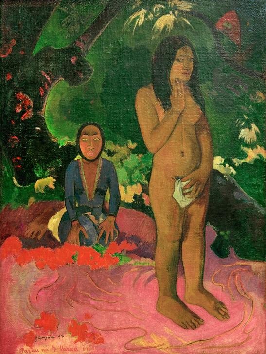 Paul Gauguin, Parau na te varua ino (Frau,Religion,Völkerkunde,Naturreligion,Naturvölker,Akt,Angst,Französische Kunst,Exotik,Synthetismus,Land Und Leute,Symbolik)