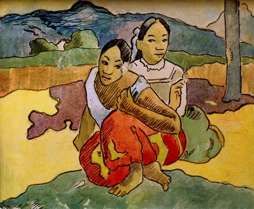 Paul Gauguin, Nafea faa ipoipo (Frau,Völkerkunde,Naturvölker,Studie,Französische Kunst,Gespräch Unter Frauen,Frauenleben,Junge Frau,Kauern,Land Und Leute)