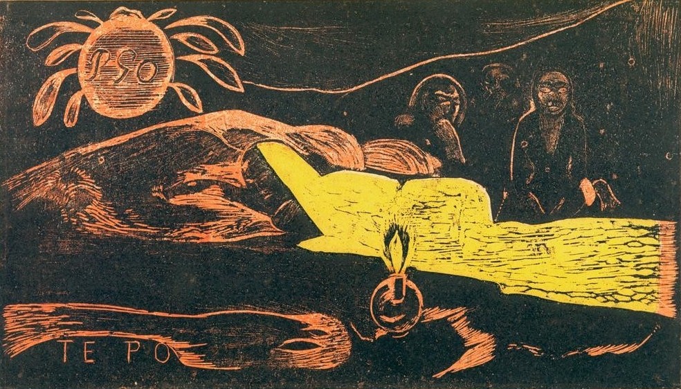 Paul Gauguin, Te Po (Frau,Künstler,Kunst,Maler (Künstler),Nacht,Selbstbildnis,Kerze (Licht),Französische Kunst,Monogramm,Schlafen (Schlaf))