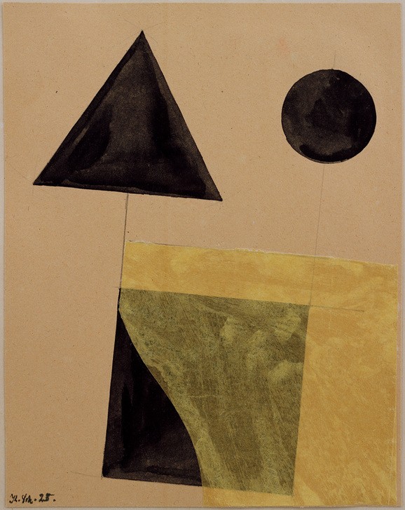 Kurt Schwitters, Konstruktion mit Dreieck, Quadrat und Zirkel (Klassische Moderne, Malerei, Abstrakt, Collage,   geometrische Formen, Wunschgröße, Dadaismus, Wohnzimmer, Treppenhaus, bunt)