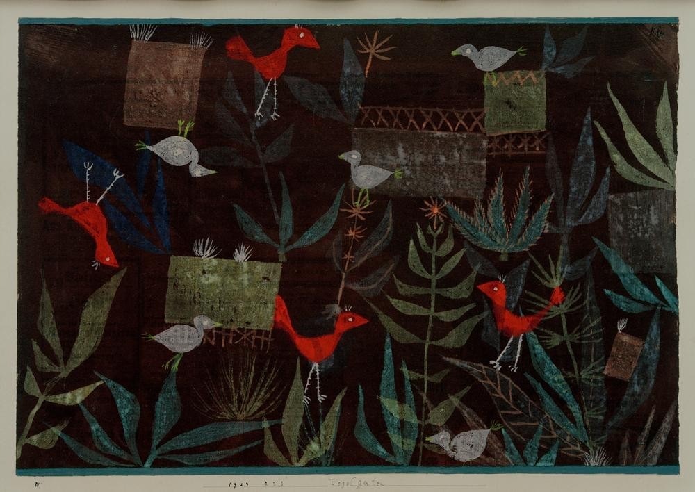 Paul Klee, Vogelgarten (Bauhaus,Deutsche Kunst,Garten Und Park,Vogel,Zoologie,Schweizerische Kunst,Pflanze,Garten, Klassische Moderne, Wunschgröße, Wohnzimmer, Treppenhaus)