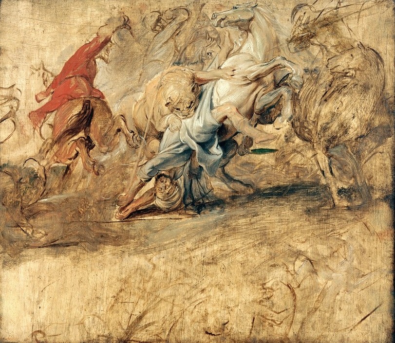 Peter Paul Rubens, Löwenjagd (Jagd,Löwe (Tier),Pferd (Tier),Reiter,Barock,Kampf Zwischen Mensch Und Tier,Löwenjagd,Niederländische Kunst,Entwurf,Raubkatze)