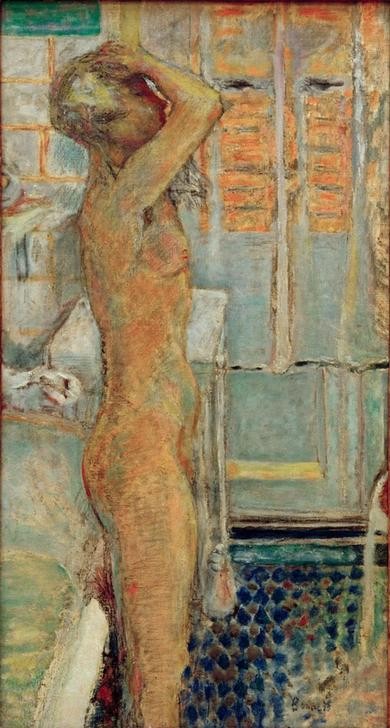 Pierre Bonnard, Nu gris de profil (Körperpflege, Bad, Frau,Kunst,Mensch,Akt,Interieur,Französische Kunst,Badezimmer,Profil,Nabis,Signatur)