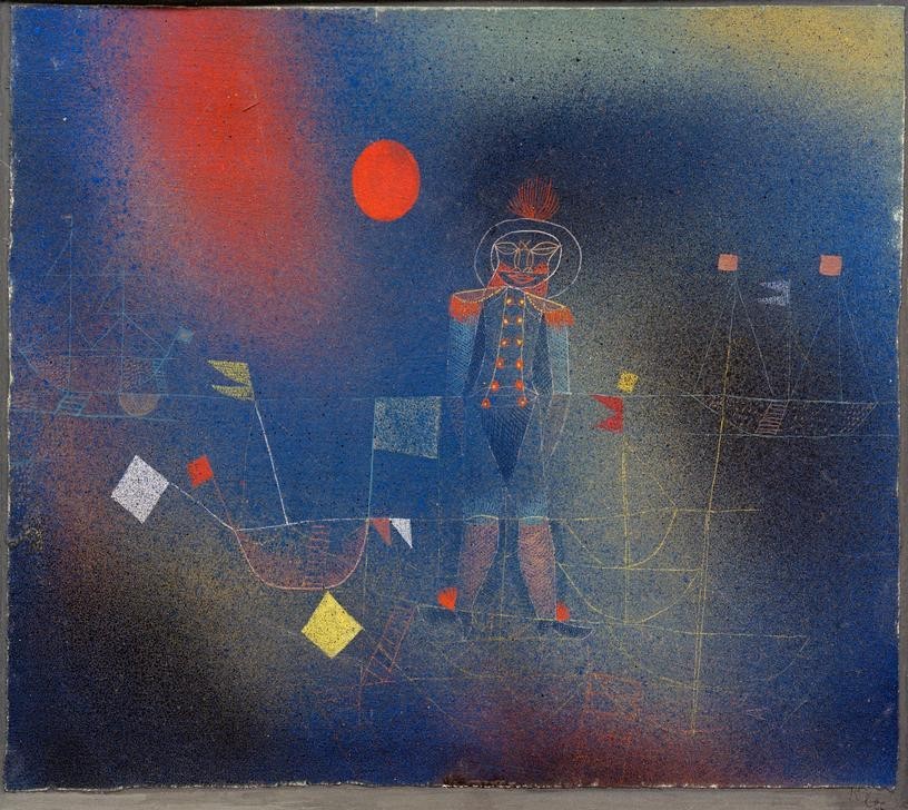 Paul Klee, Abenteurer zur See (Abenteurer,Admiral (Militär),Bauhaus,Deutsche Kunst,Seefahrer,Kapitän, Seeräuber,Segelschiff, Schweizerische Kunst, Schifffahrt, Klassische Moderne, Wunschgröße, Wohnzimmer, Treppenhaus)