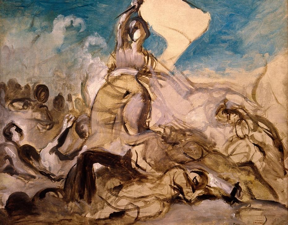 Eugene Delacroix, Die Freiheit oder Die Allegorie Griechenlands führt einen A (Geschichte,Freiheit,Allegorie,Französische Kunst,Osmanisches Reich,Fremdherrschaft,Unabhängigkeitskrieg,Romantik)