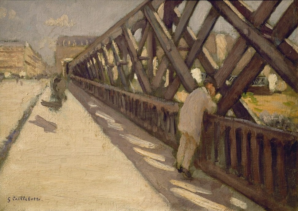 Gustave Caillebotte, Le Pont de l’Europe, esquisse preliminaire (Brücke,Eisenbahn,Geographie,Strassenszene,Szene,Transport,Impressionismus,Stadtansicht,Französische Kunst,Fussgänger,Topographie)