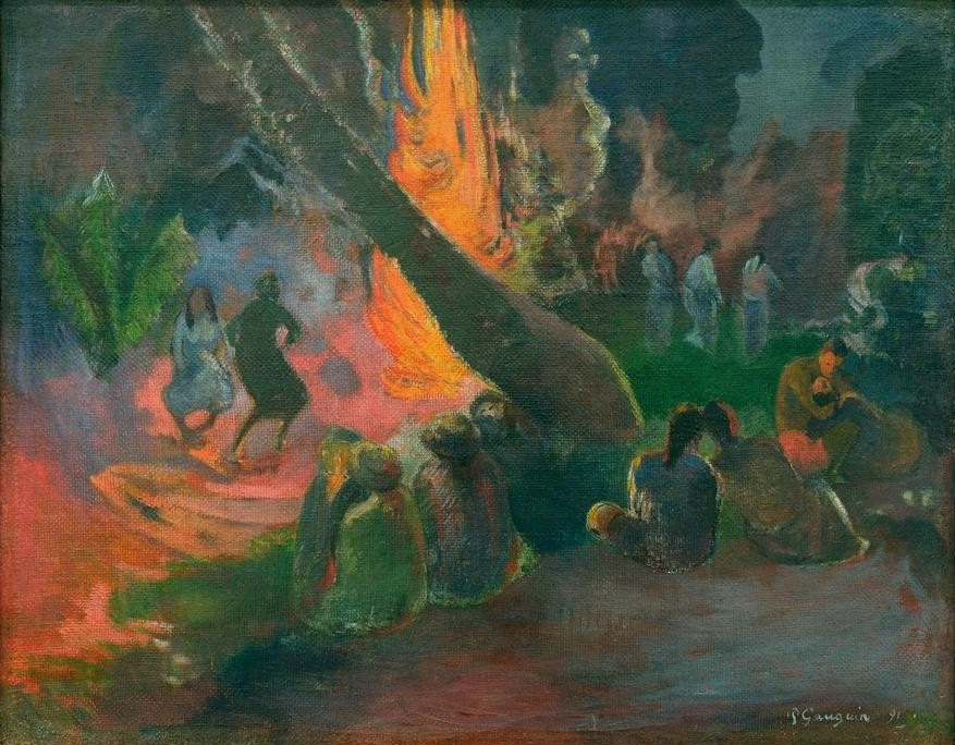 Paul Gauguin, Upaupa (Feste,Feuerstelle,Kunst,Tanz,Völkerkunde,Nacht,Lagerfeuer,Französische Kunst,Im Freien (Allgemein),Exotik,Synthetismus,Land Und Leute,Dunkelheit)