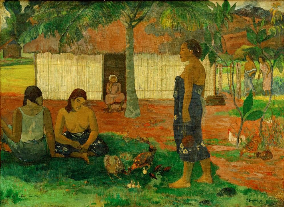 Paul Gauguin, No te aha oe riri (Dorf,Frau,Völkerkunde,Naturvölker,Französische Kunst,Exotik,Frauenleben,Ureinwohnerin,Synthetismus,Land Und Leute)