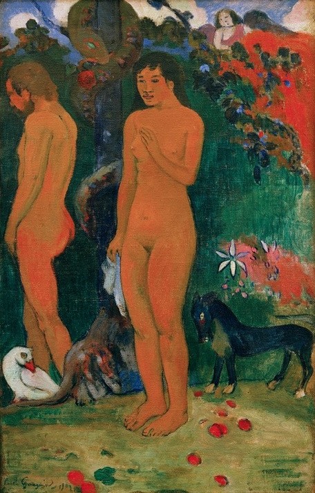 Paul Gauguin, Adam und Eva (Frau,Mann,Völkerkunde,Naturvölker,Altes Testament,Akt,Sündenfall,Bibel,Paradies,Baum Der Erkenntnis,Französische Kunst,Genesis,Ureinwohner,Synthetismus,Jüdisch-Christlich,Land Und Leute)