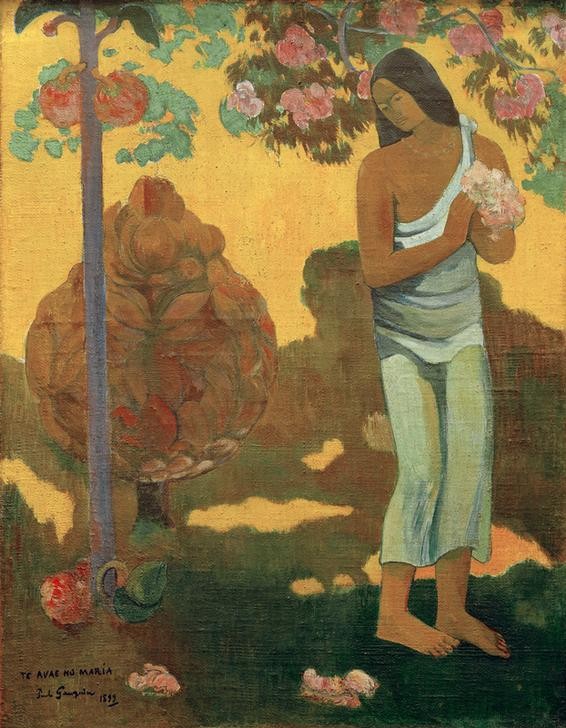 Paul Gauguin, Te avae no Maria (Baumblüte,Frau,Jahreszeiten,Kunst,Mai,Monat,Völkerkunde,Frühling,Naturvölker,Französische Kunst,Ureinwohner,Ureinwohnerin,Synthetismus,Land Und Leute)