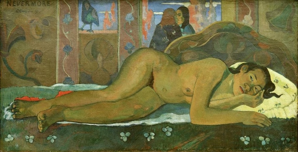 Paul Gauguin, Nevermore (Frau,Völkerkunde,Naturvölker,Akt,Französische Kunst,Junge Frau,Ureinwohner,Liegen,Ureinwohnerin,Synthetismus,Land Und Leute)