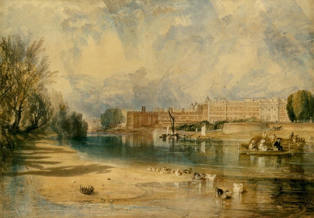 JOSEPH MALLORD WILLIAM TURNER, Hampton Court Palace (Bootspartie,Boot,Geographie,Kunst,Landschaft,Schloss,Vedute,Ente,Architekturdarstellung,Englische Kunst,Aussenansicht,Topographie)