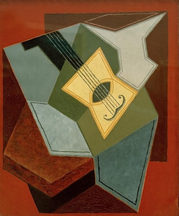 Juan Gris, Guitare et compotier (Gitarre, Musik, Instrument, Tisch, geometrische Formen, Stillleben, Kubismus, Klassische Moderne, Wohnzimmer, Küche, Wunschgröße)
