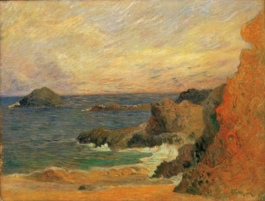 Paul Gauguin, Rochers au bord de la mer (Küste,Landschaft,Felsen,Französische Kunst,Synthetismus,Schule Von Pont-Aven)
