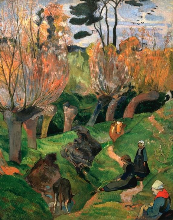 Paul Gauguin, Les Saules (Landschaft,Weide,Französische Kunst,Synthetismus,Schule Von Pont-Aven)