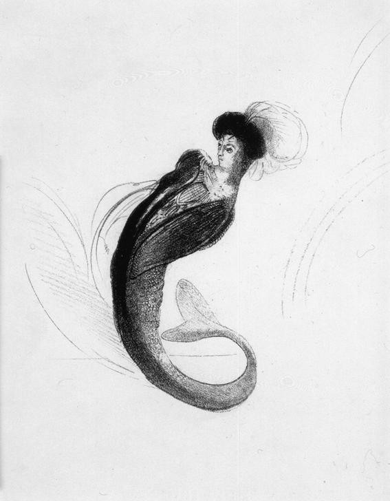 Odilon Redon, Sirène (Jugendstil,Literatur,Mythologie,Symbolismus,Fabelwesen,Französische Kunst,Gedicht,Illustration,Buchillustration,Sirene (Fabelwesen),Person,Griechisch-Römische Mythologie)